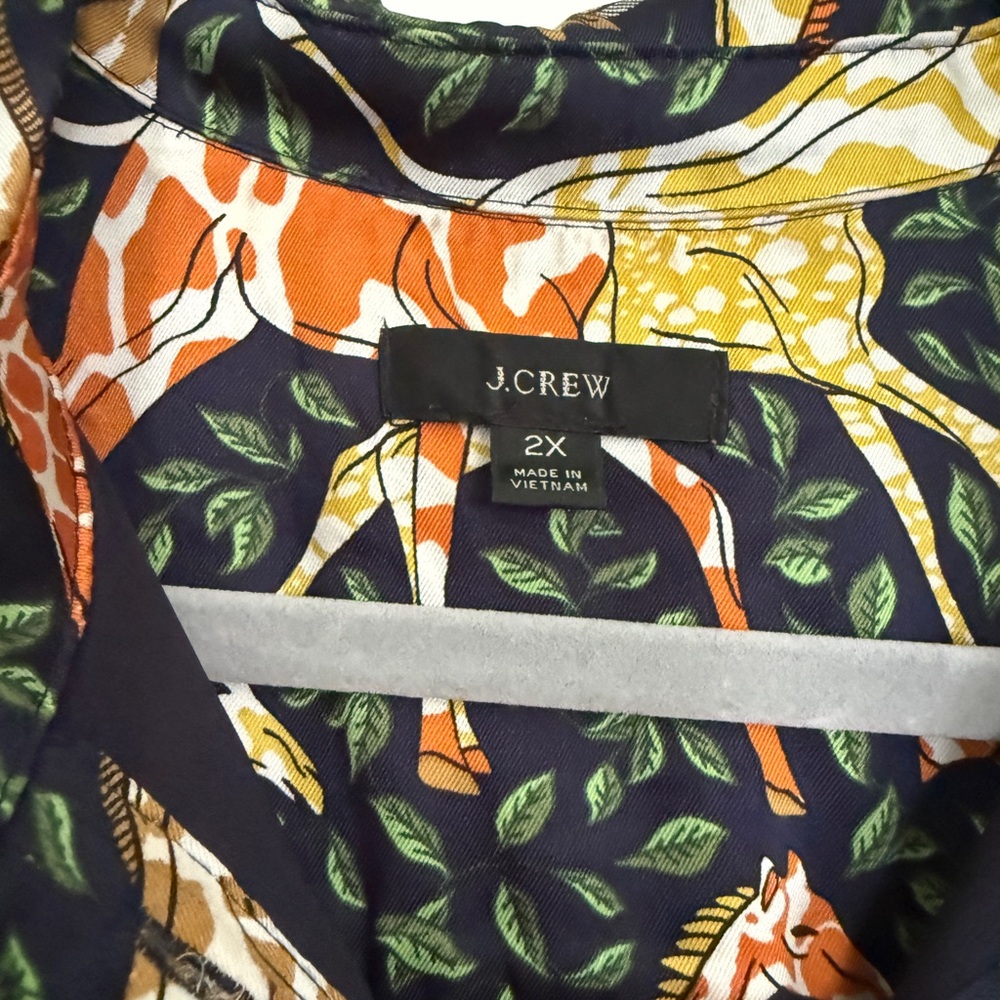 J. Crew Navy Dress with Orange & Mustard Giraffe Print - Picture 4 of 6